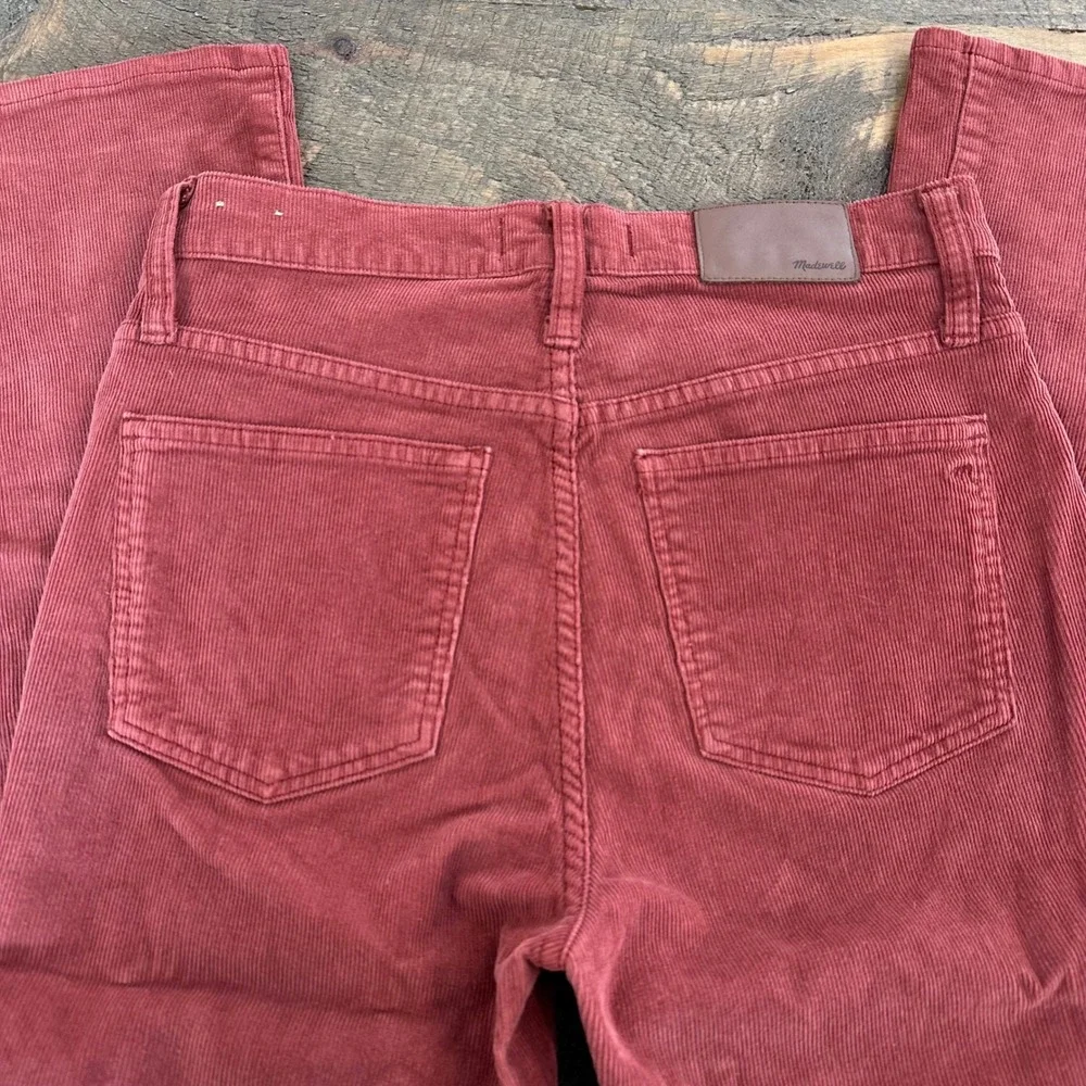 Madewell Cali demi boot Corduroy Flare Button Fly Jeans Rust Red Women's Size 26